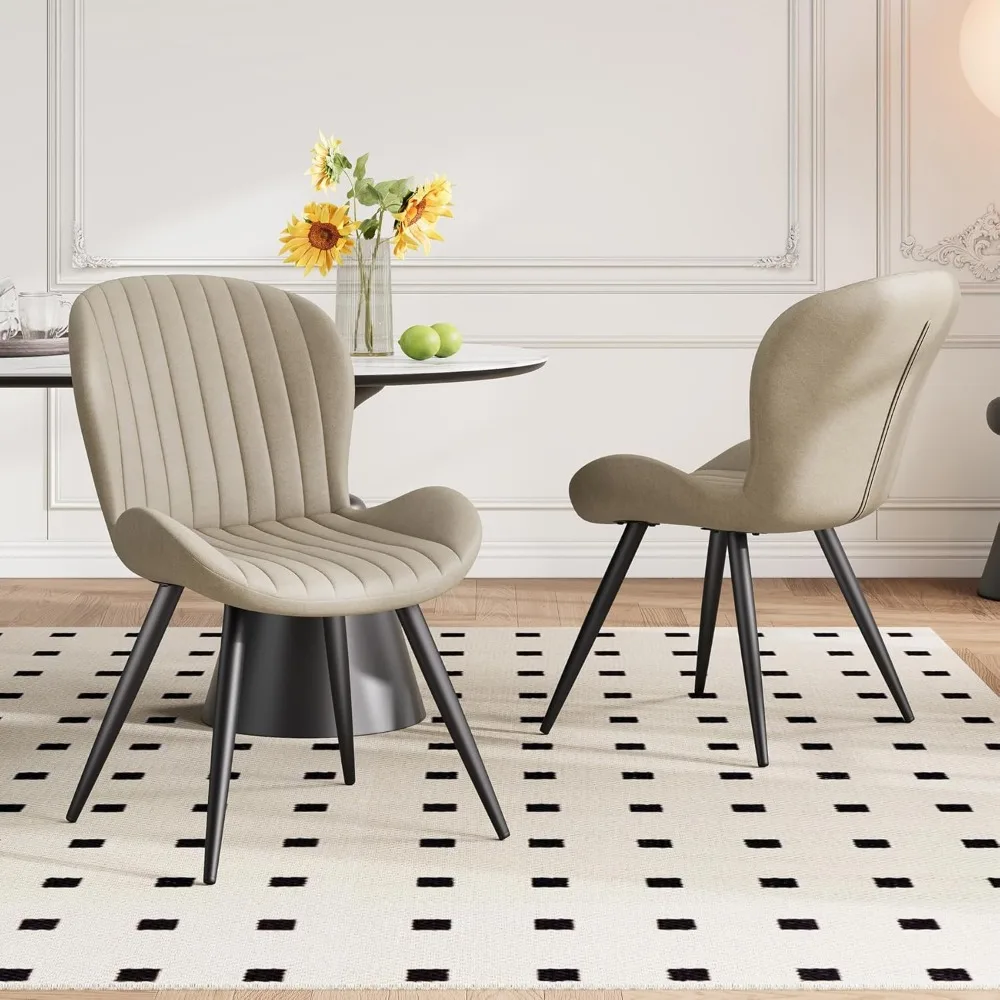 

Dining Chairs Set of 2 Modern Fabric Dining Room Chairs Upholstered Dining Chairs with Thick Cushions Metal Legs Armless Back Ch
