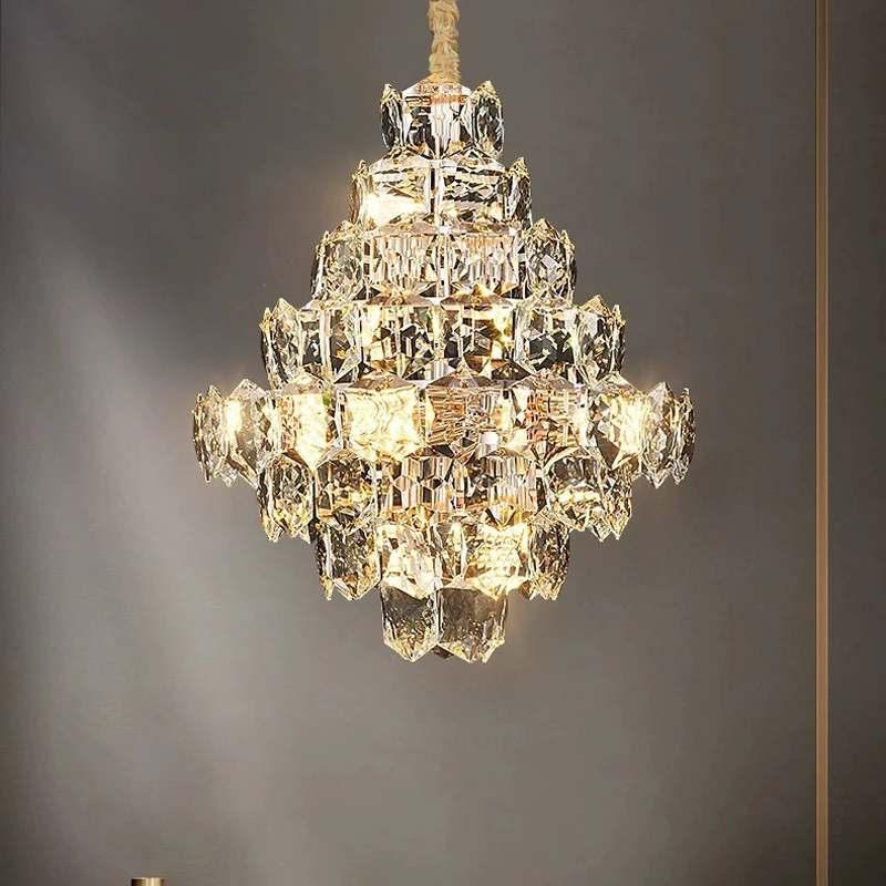 

AiPaiTe modern LED crystal chandelier suitable for circular/elliptical chandeliers in living rooms, dining rooms, bedrooms