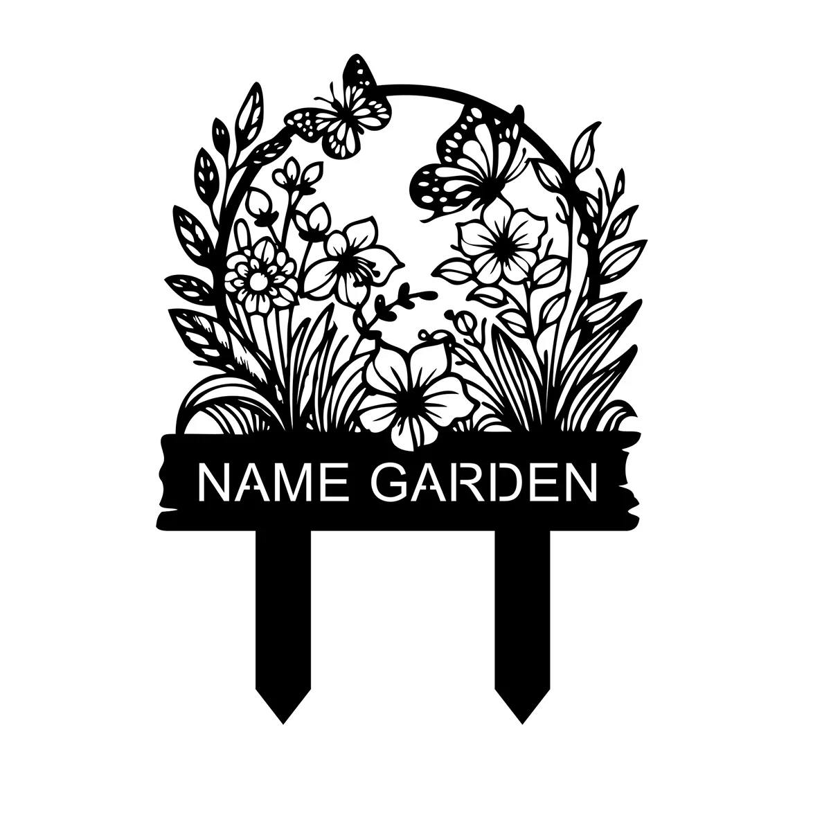 Custom Metal Garden Sign, Flower Sign with Stakes, Personalized Garden Name Sign, Lawn Signs, Outdoor Metal Sign, Garden Decor