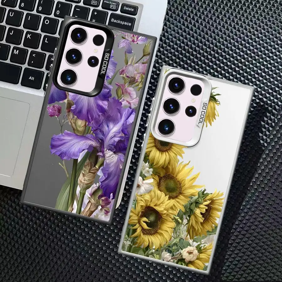 

Case for Samsung Galaxy S22 Ultra S24 FE S20 FE S21 S25Edge Note 20 Ultra S23 S25 Phone Cover Fashion Sunflower Art