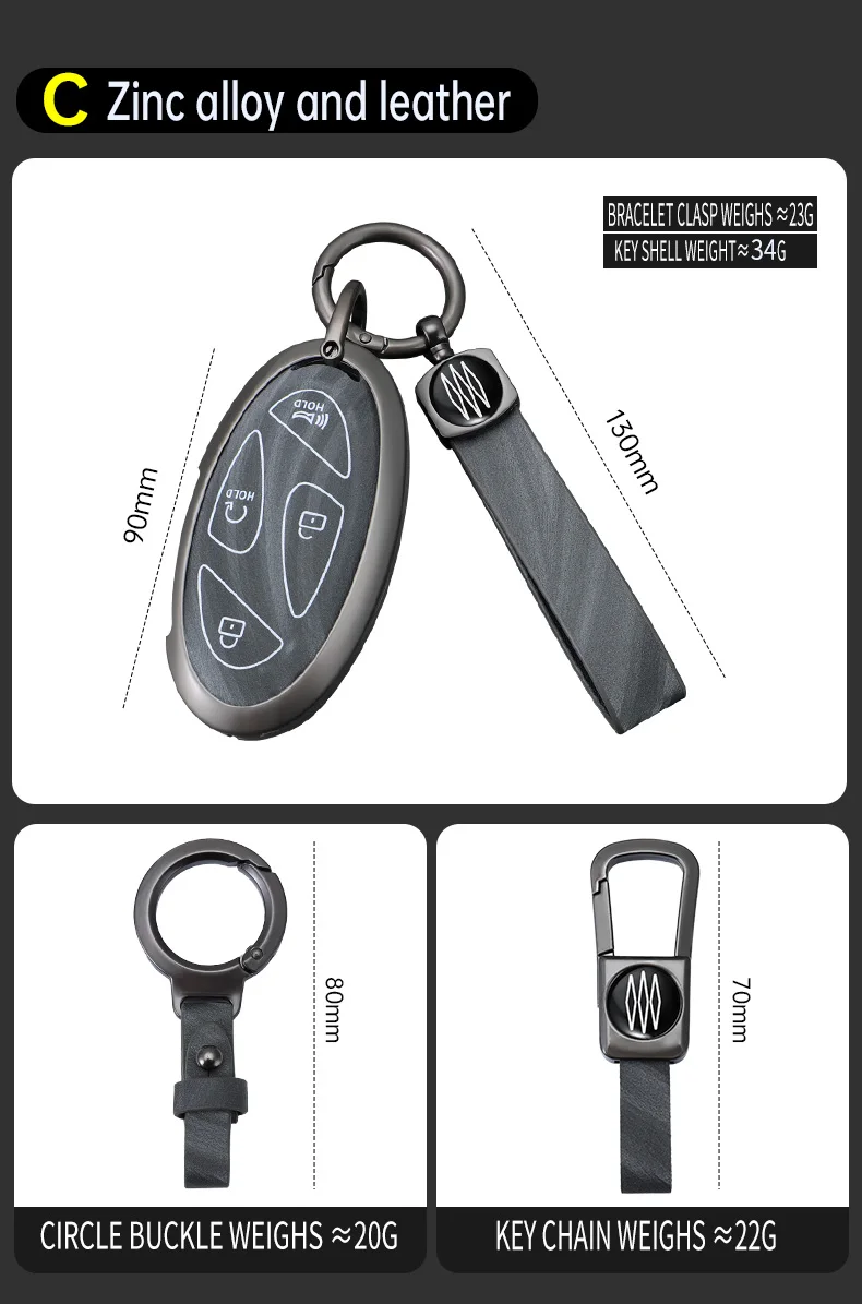 Alloy+Leather Car Key Case Key Cover Shell Fob Holder for New Kona SX2 for Hyundai IONIQ 6 New Grand Prix GN7 Car Accessories