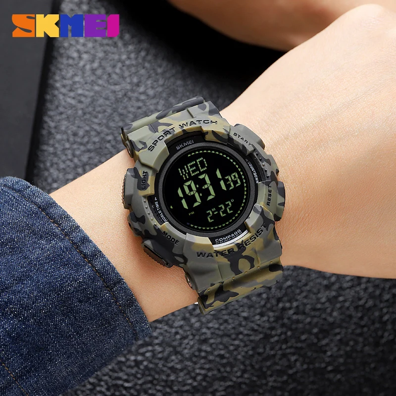 SKMEI Luxury Compass Digital Watch Waterproof Military Sport Watches S-Shock Men\'s Wristwatches Countdown with 3 Alarm Clock