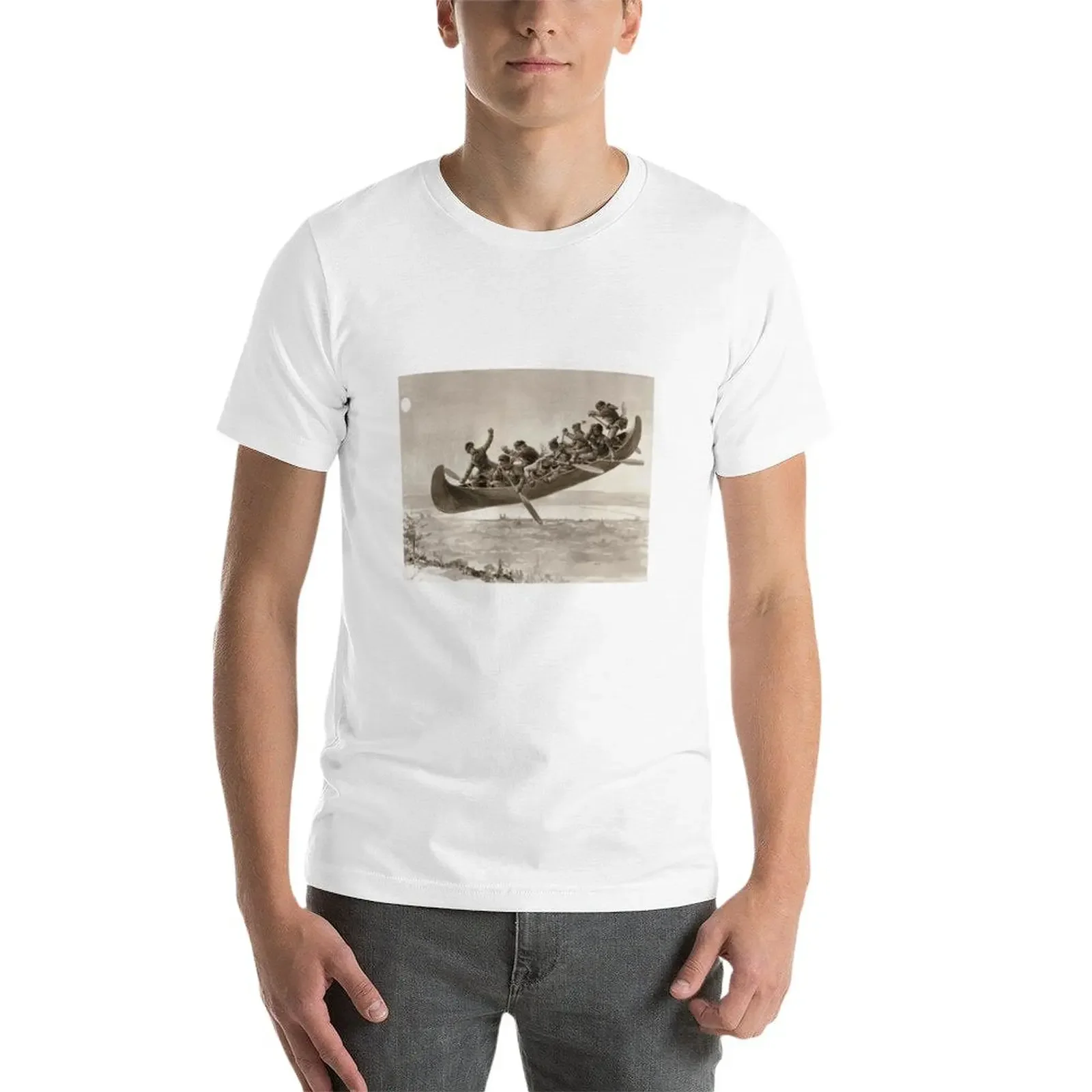 La chase galerie by Henri Julien - Tshirt - The Bewitched Canoe - The Flying Canoe T-Shirt customizeds men t shirts image 3