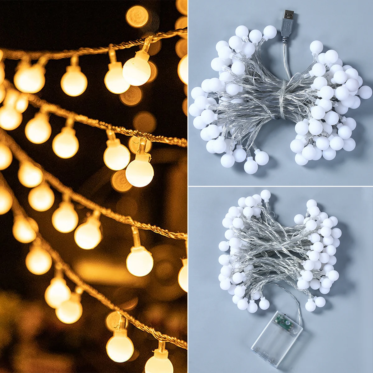 10m Christmas LED Ball String Light Merry Christmas Decorations For Home 2023 Cristmas Ornament Navidad Xmas Gifts New Year 2024