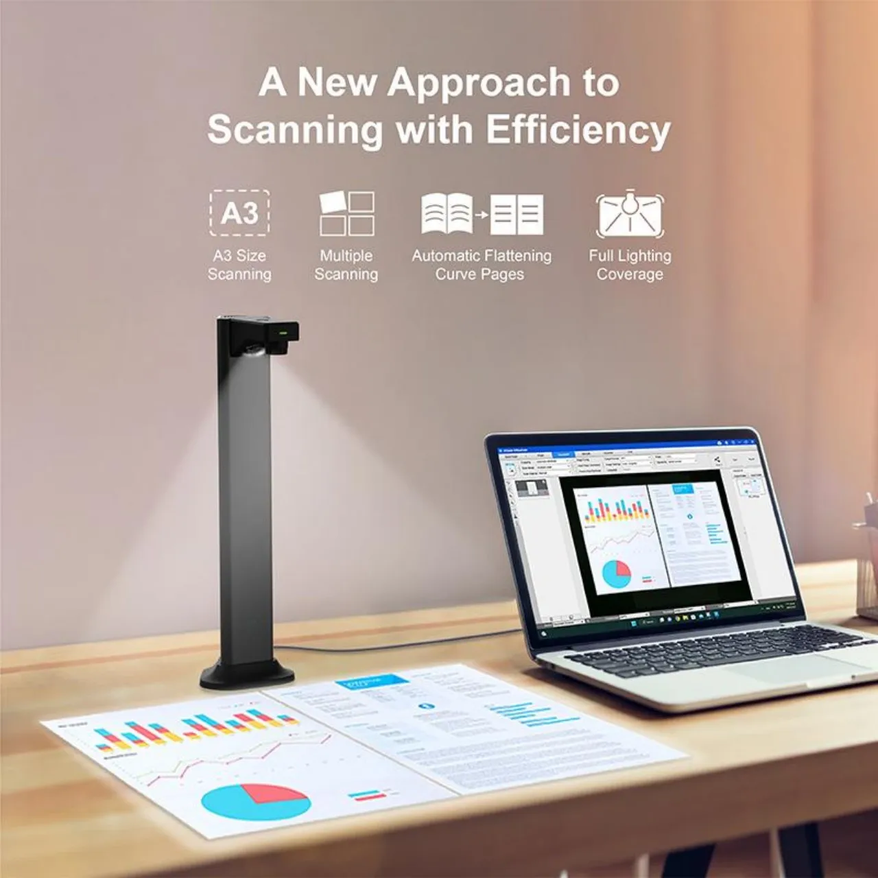 ماسح مستندات A3 محمول بدقة 18 ميجابكسل، واجهة USB مسطحة تلقائيًا، ميزة من النص إلى الكلام يعمل بنظام Windows/MacOS Stock متوفرة