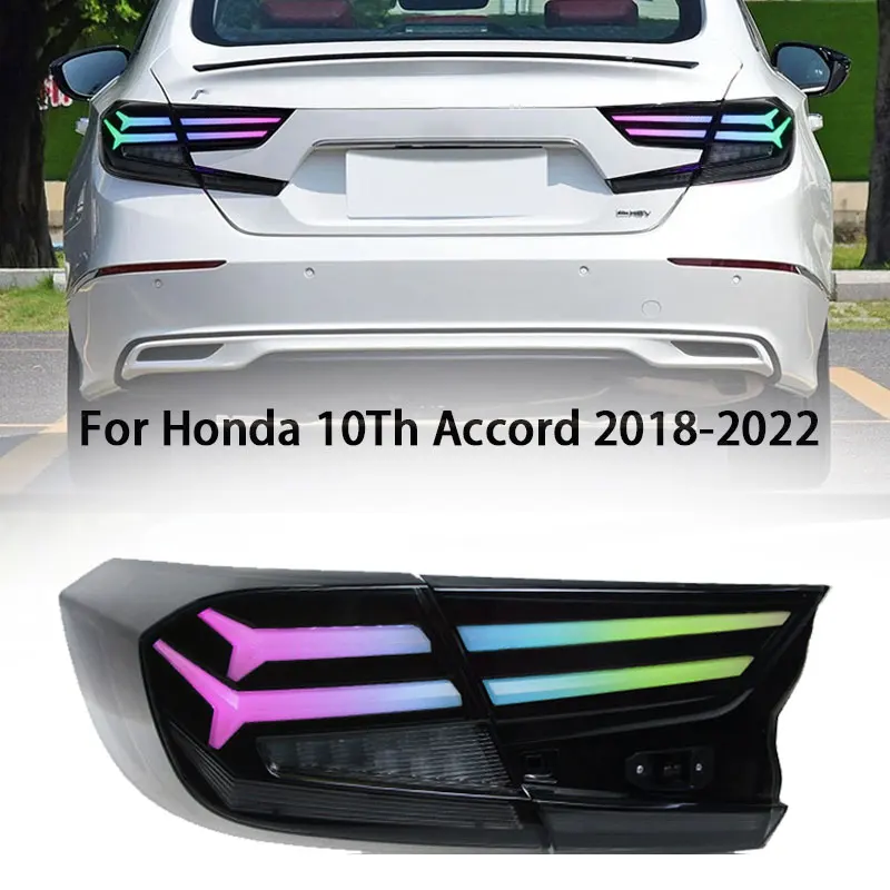 LED Tail Lights Assembly For Honda Accord 10th Gen RGB 2018-2022 Dynamic Animation Breathing Brake lights Sequential Turn Signal