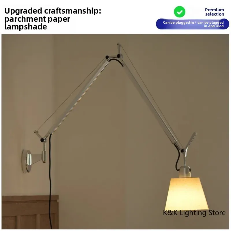 Nordic Cross-border Industrial Wind wall lamp Bedroom Bedside Desk Reading Telescopic Folding Long Pole Rocker Arm Long Arm