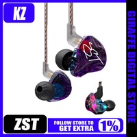 KZ-ZST Coil Iron Headphones in-ear Moving Iron Headphones Cell Phone with In-line Control Bass Double Unit Headphones Music Gift