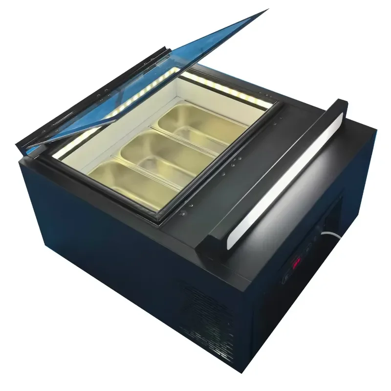 Commercial Countertop Ice Cream Display Freezer Hard Gelato Showcase Cabinet with Circulation Defrost System for Shop Store