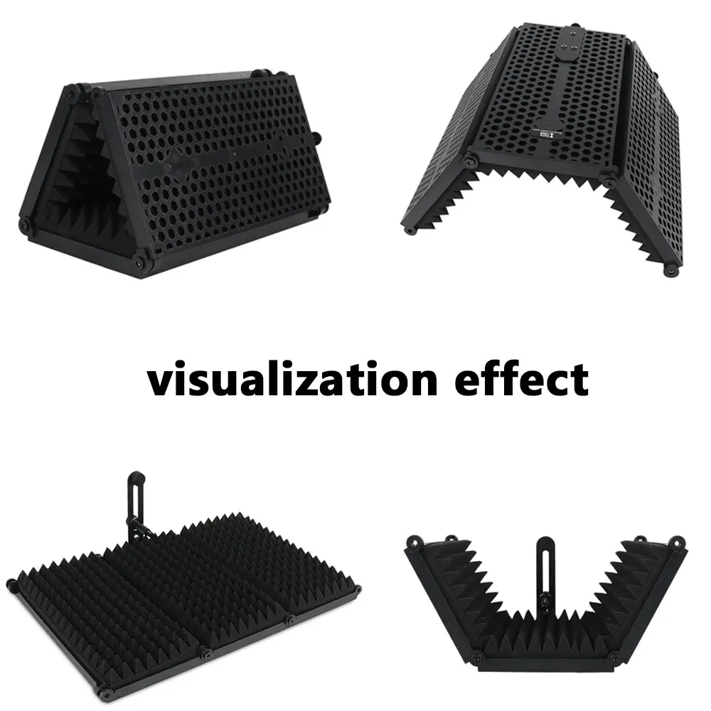 Microphone Isolation Shield 3/5 Panels Adjustable Foldable Studio Recording Mic Filter Vocal Booth for Sponge Soundproof Shield view 3
