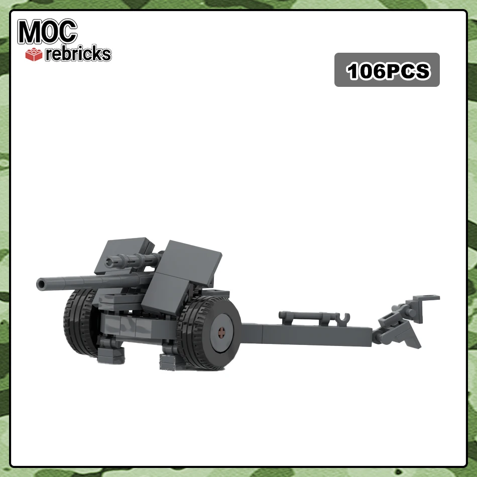 WWII MOC M5 3 Anti-tank Cannon Bricks United States Tank Armored Vehicle Military Building Blocks Puzzle Toys For Children Gifts