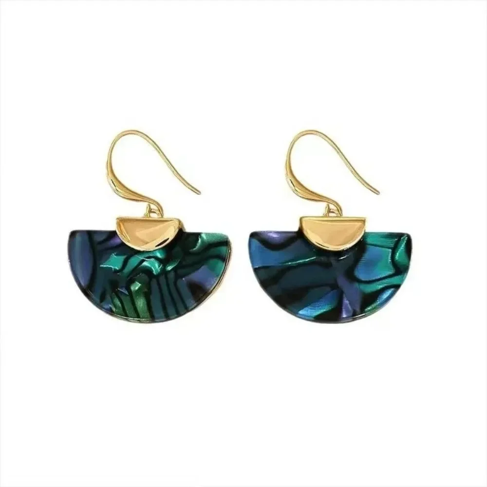 Fashion Jewelry Colorful Fan-shaped Earrings Smudging Geometric Chinese Style Earrings Exaggerated Vintage Earrings Gift