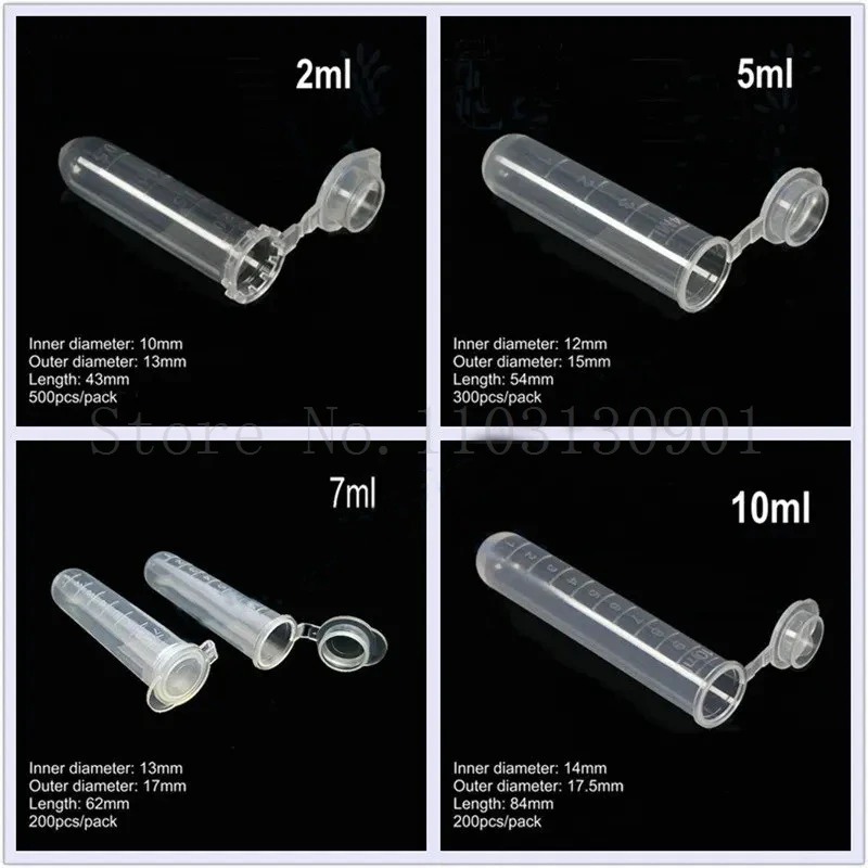 Tube à essai EP en plastique pour centrifugeuse de laboratoire, 0.1, 0.2, 0.5, 1.5, 2, 5, 7, 10, 15ml, tube PCR pour échantillons compilés,