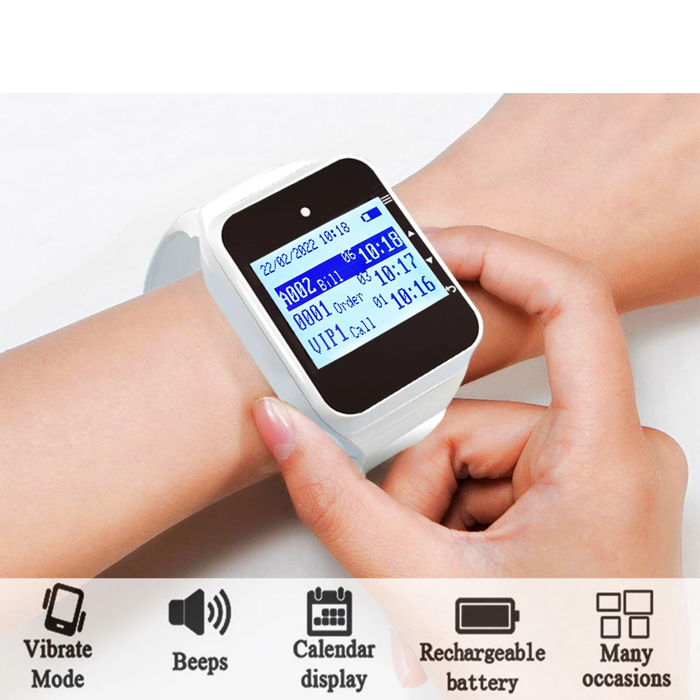 

Restaurant Wireless Pager Waiter Calling System Watch Receiver Call Button For Cafe Clinic Dentist
