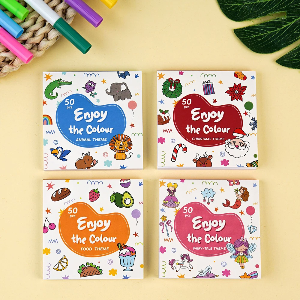 Mini Coloring Book 50 Christmas Cartoon Animal Graffiti Portable Drawing Book Picture Book
