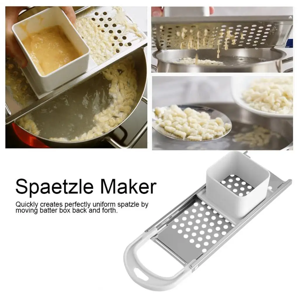 Rallador de cocina de acero inoxidable, máquina manual para hacer espätzle, máquina de pasta, cortador de fideos, rebanador de patatas, rallador grande para preparación de alimentos