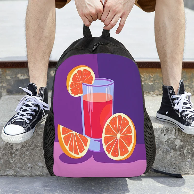 

1 cute orange print backpack with adjustable shoulder strap and zip closure - lightweight school bag for teens