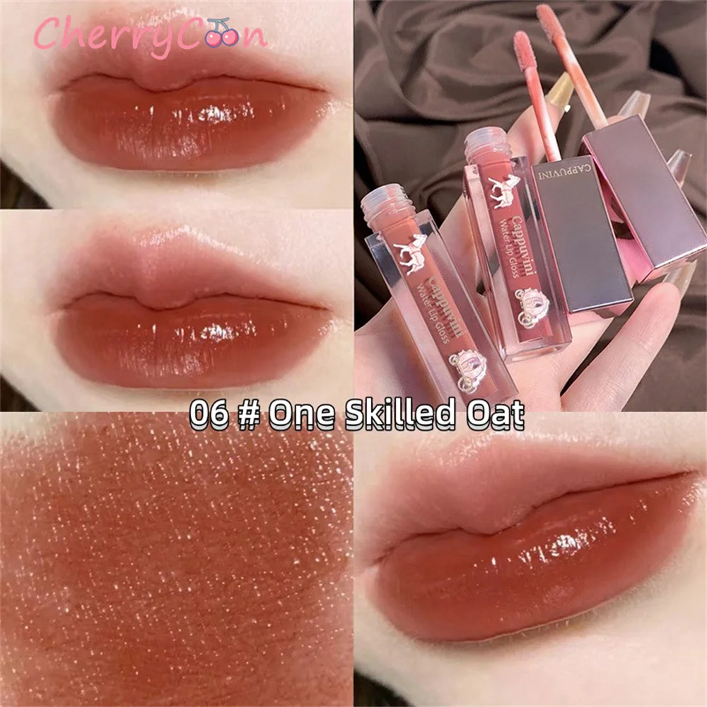 Black Mirror Water Lip Glaze High Gloss Moisturizing Sexy Red Lip Tint Lipstick Makeup Longlasting Color Non-stick Cup Lip Gloss