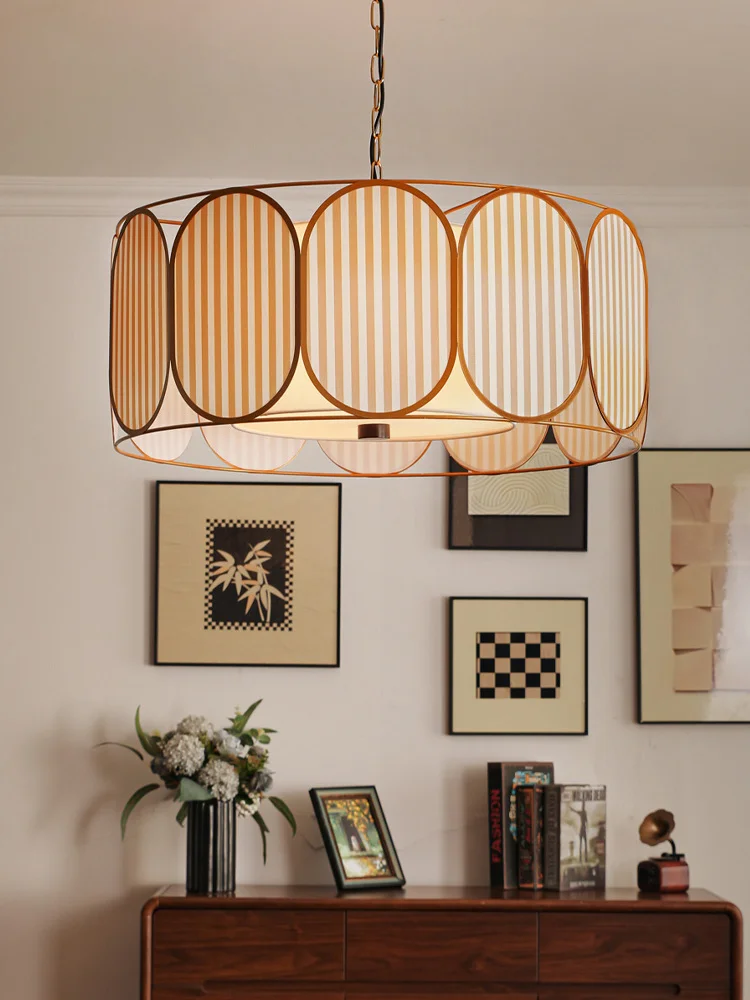 

French style living room LED pendant light, modern aesthetic restaurant light, Wabi Sabi style designer retro lighting fixtures