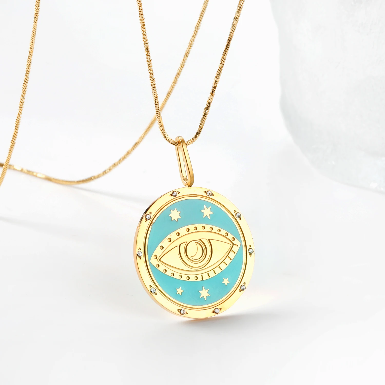 ASON Tarot Card collane con ciondolo per donna uomo acciaio inossidabile Sun Moon Eye Charm Chain Choker Fashion Mystic Jewelry