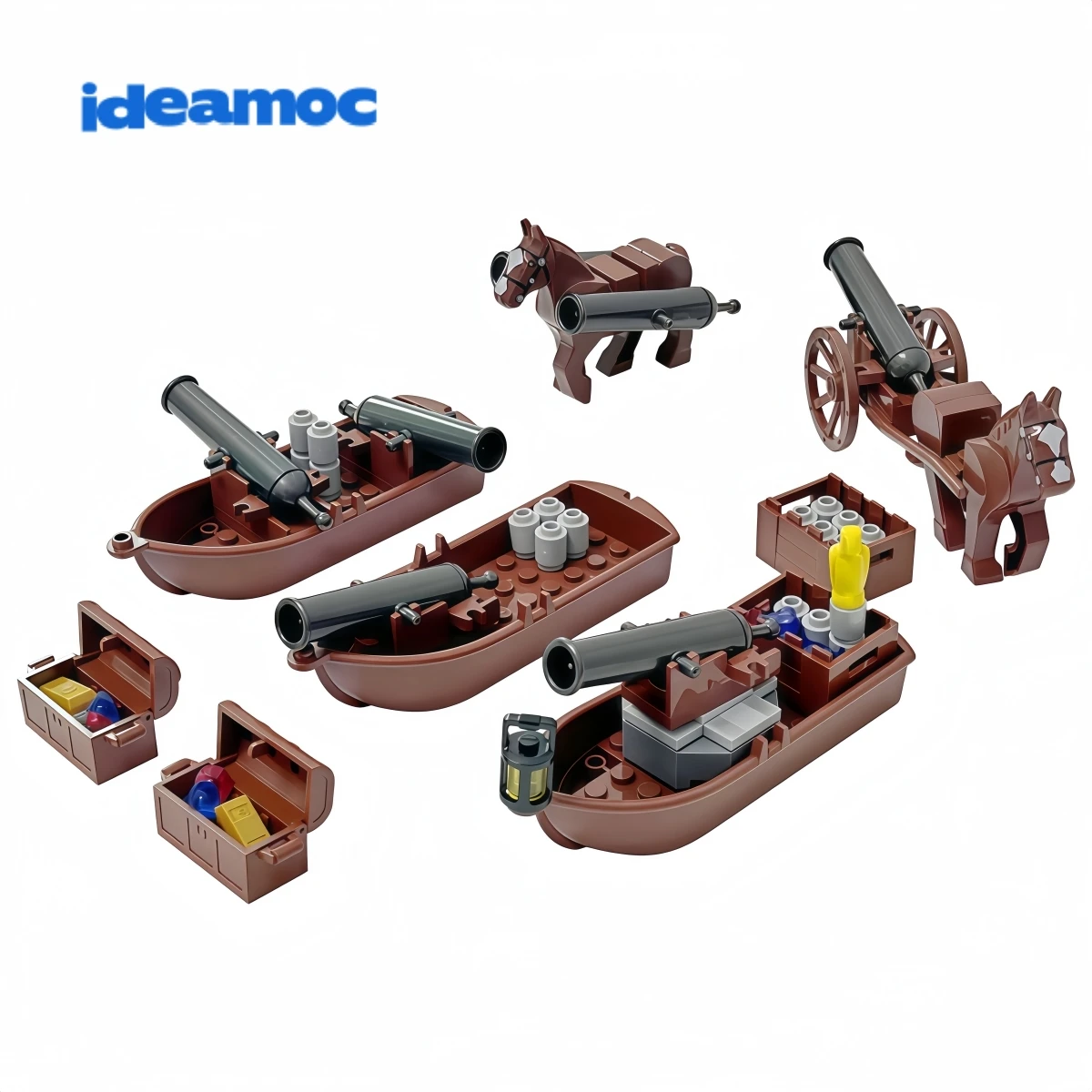 

IDEAMOC Medieval Cannon Boat Building Blocks DIY Toys Compatible with Major Brands, Ideal Birthday/Party Gift
