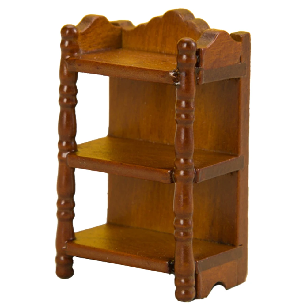 

Beautiful Miniature Storage Shelf Walnut Color Wooden Mini Furniture for Landscaping Mini House and Classroom Rewards