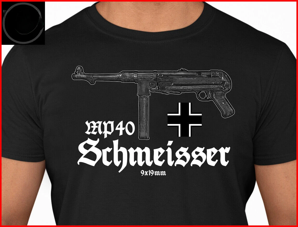 MP40 T-Shirt WWII German Rifle Men T-Shirt Short Sleeve Casual 100% Cotton Shirts