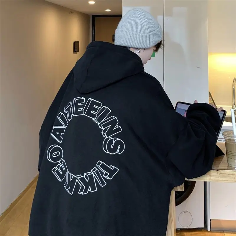 

Mens With Hat Long Sleeve Hoodies Military Slim Antibacterial Leather Winter Official Crew Bestselling Hipster Metal Embossed BF