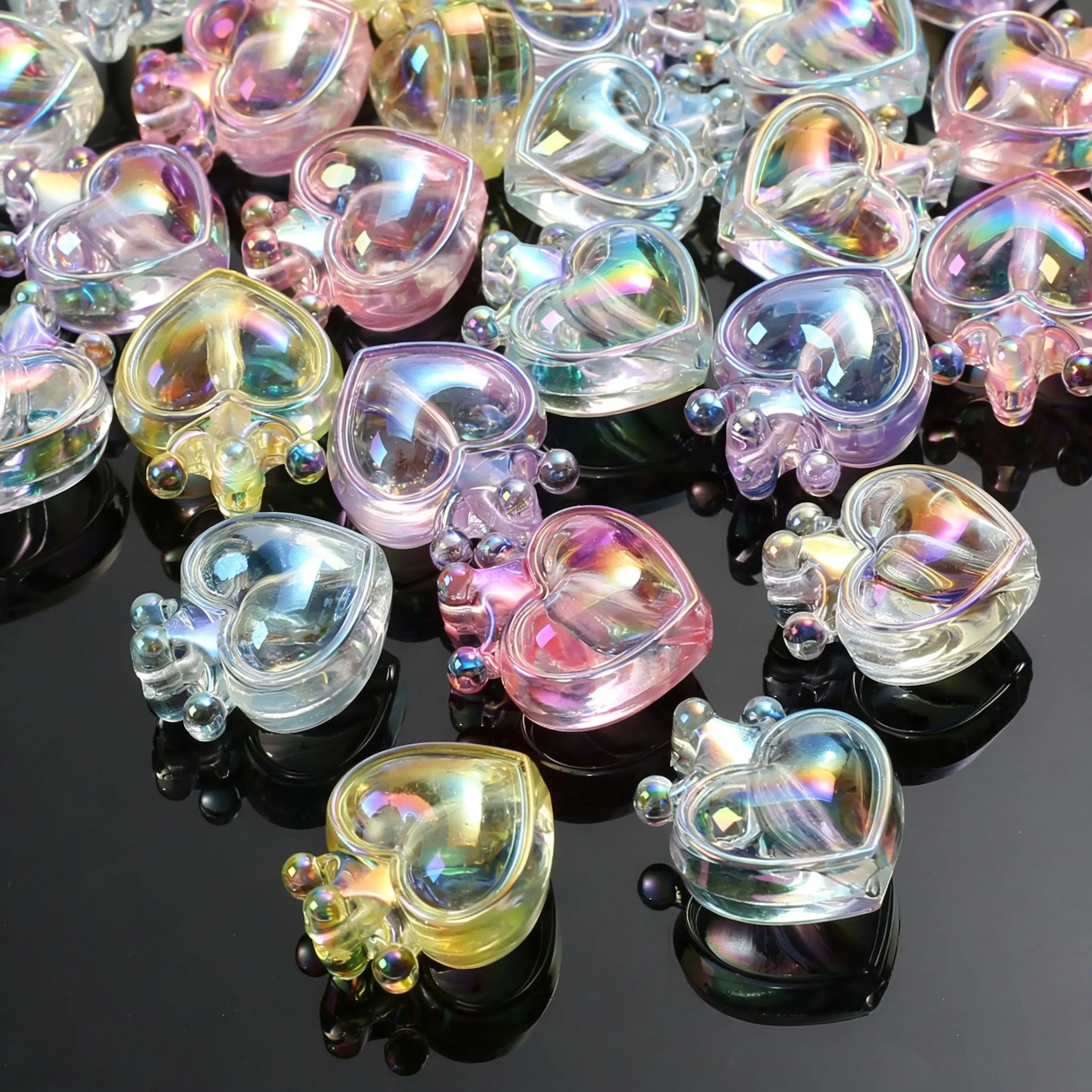 CH71 Candy Color Cute Sweet Transparent High Heart Crown DIY Phone Chain Keychain Bag Bracelet Jewelry Handmade Fashion Material