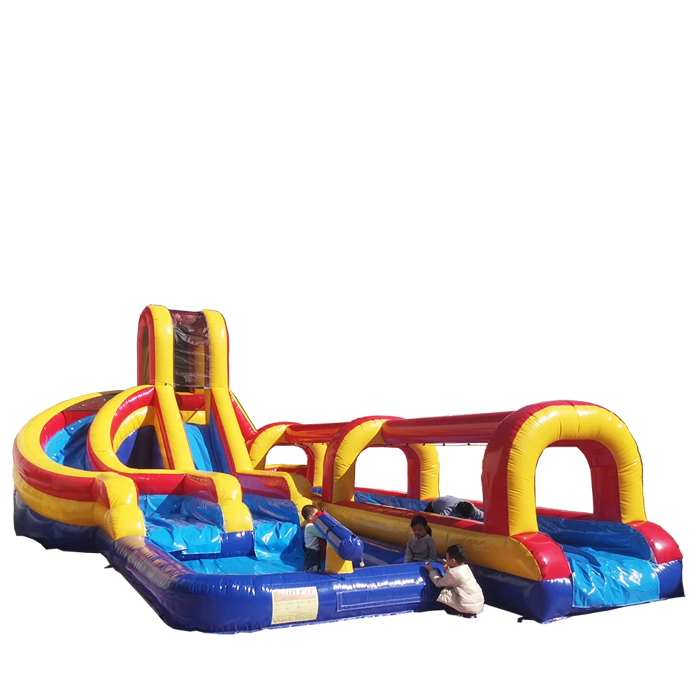 Hot Seller Big Large Child Bouncer Rainbow Helix Dual Lane Kids Commercial Inflatable Slip And Slide