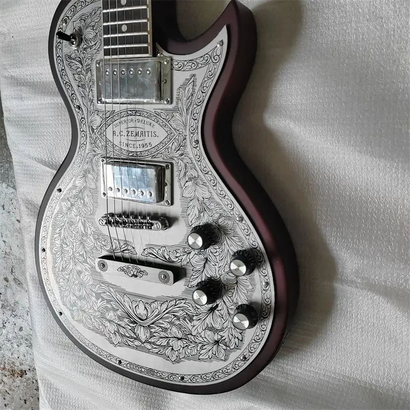 Carved Aluminum Veneer Electric Guitar, Classic Product, Can Be Customized Color, 6 String