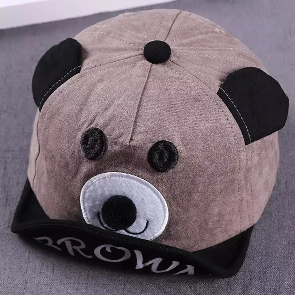 Children\'s Caps Baby Hats Cartoon Bear Ears Adjustable 6-24 Months Baby Boy Baseball Cap 100% Brand New And High Quality