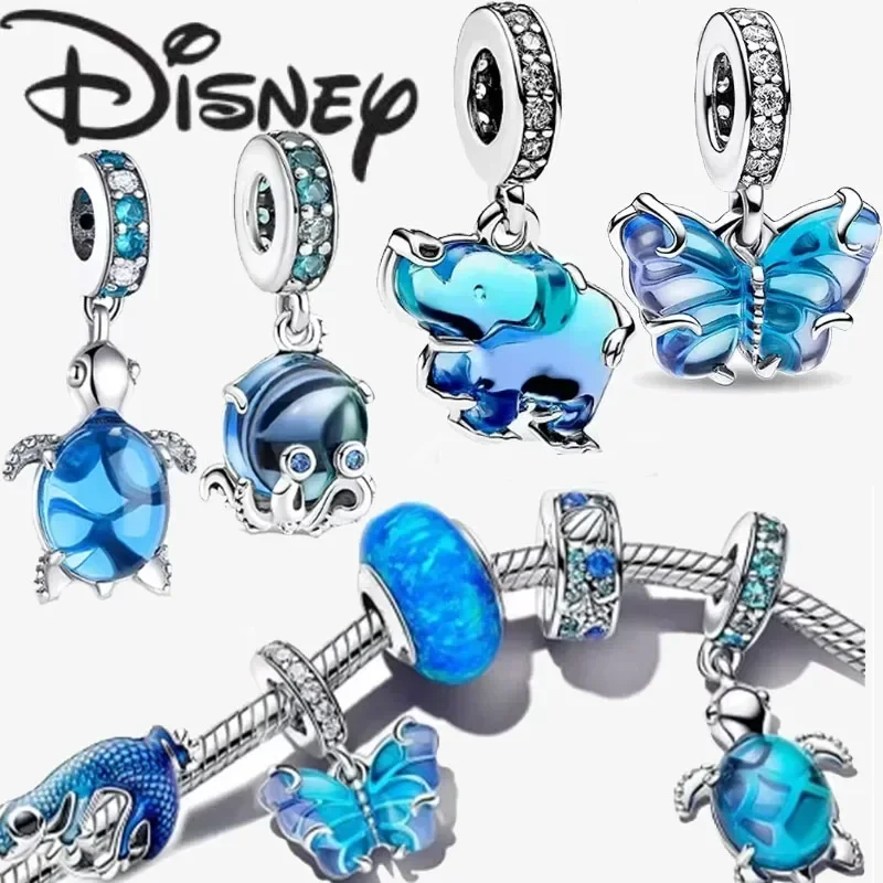 2024 New Popular Creative Blue Charm Pandora Original Bracelet Accessories High-end Exquisite Charm Jewelry Wholesale