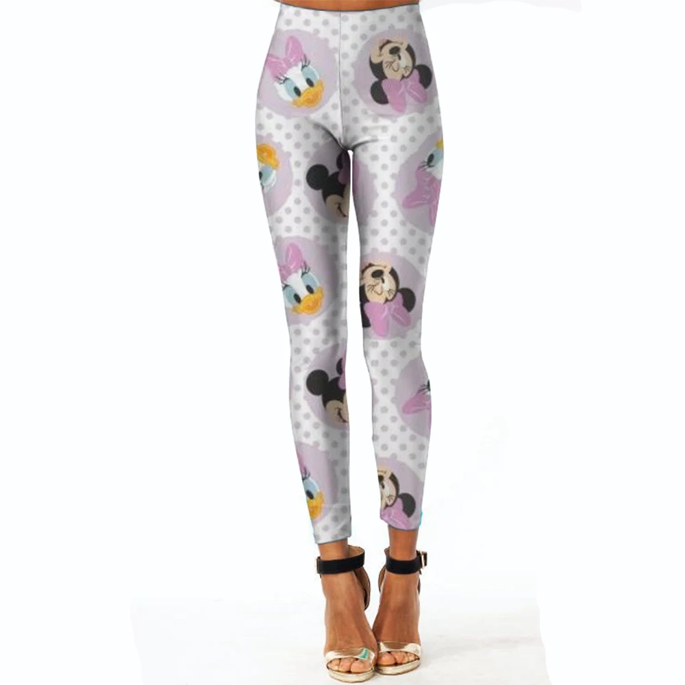 Legginsy gimnastyczne damskie z nadrukiem Disney Minnie i Myszka Miki, spodnie do jogi, legginsy moro, odzież damska, odzież fitness