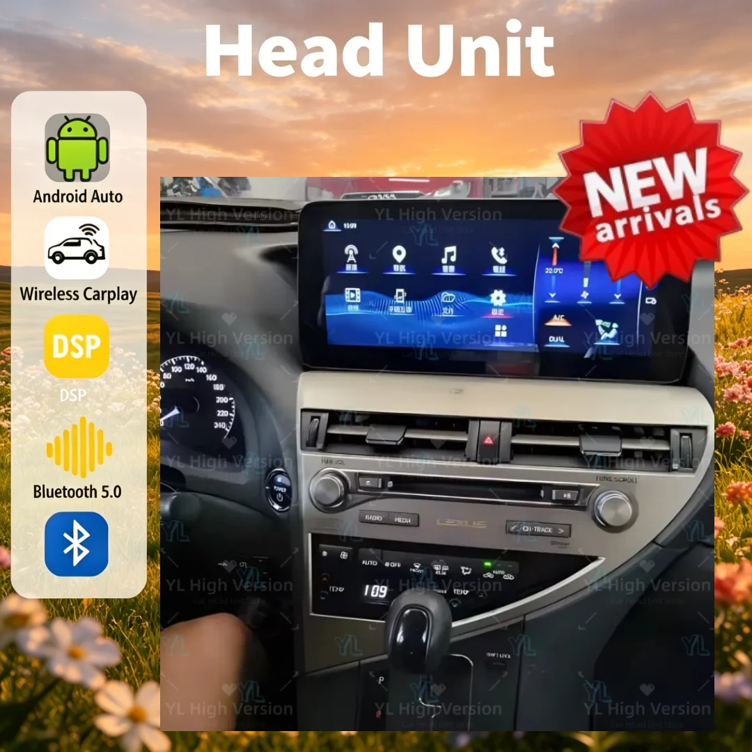 12.3 Inch For Lexus RX RX270 RX350 450 2009-2014 Android14 CarPlay Reserved Car Radio Auto Multimedia Video Player Head Unit DSP