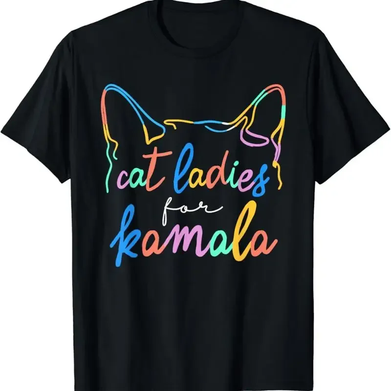 Cat Ladies For Kamala Funny President Harris 2024 T Shirt S 5Xl