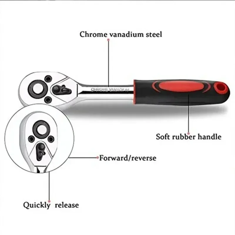 مجموعة ميكانيكي السيارة الصديقة للميزانية - 46 أداة متينة مع مفتاح عزم الدوران ومحولات المقبس
