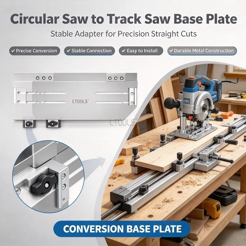 Electric Circular Saw Conversion Base Plate Handheld Cutting Base Bracket Adaptor Plate for Turning Circular Saw Into Track Saw