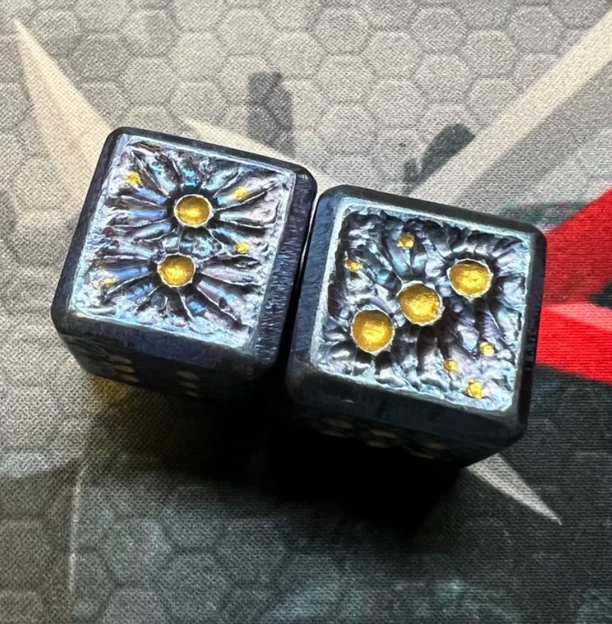 Used EDC Handmade titanium alloy dice on the lunar surface fidget slider decompression toy