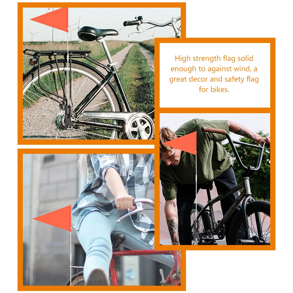 

2Sets Rear Bike Safety Flags High Strength Bike Flag Poles Portable Compact Bicycle Safety Flags for Cycling Outdoors