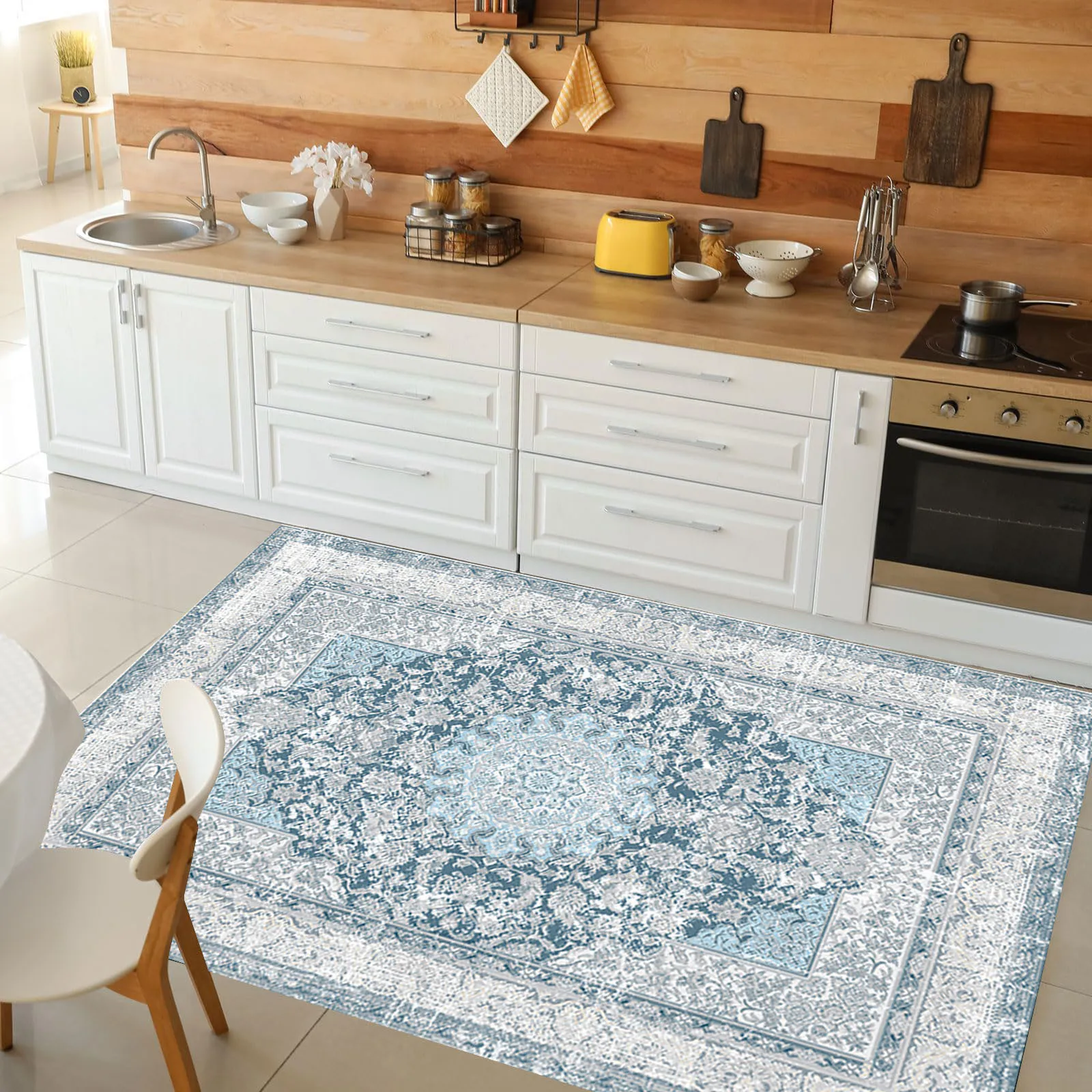 سجادة VIKAMA ذات مساحة كبيرة غير قابلة للانزلاق، سجادة أرضية ذات حلقة هادئة، سجادة غرفة المعيشة، سجادة دفئة سهلة التنظيف لديكور المنزل