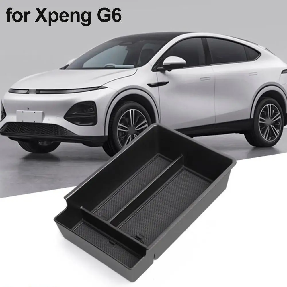 

For Xpeng G6 Car Center Console Tray Armrest Storage Accessories Organizer Black Interior Stowing Box Tidying Car Accessori C9Z3