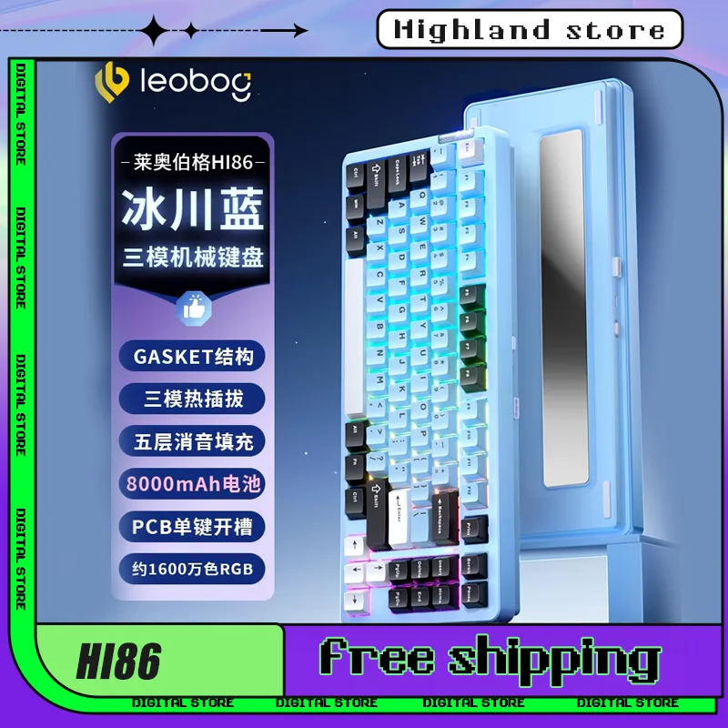 Leobog Hi86 Mechanical Keyboard Hi8 3Mode Aluminium Alloy evo80 Gasket Wireless Keyboards Hot Swap 75% Customized Gamer Keyboard