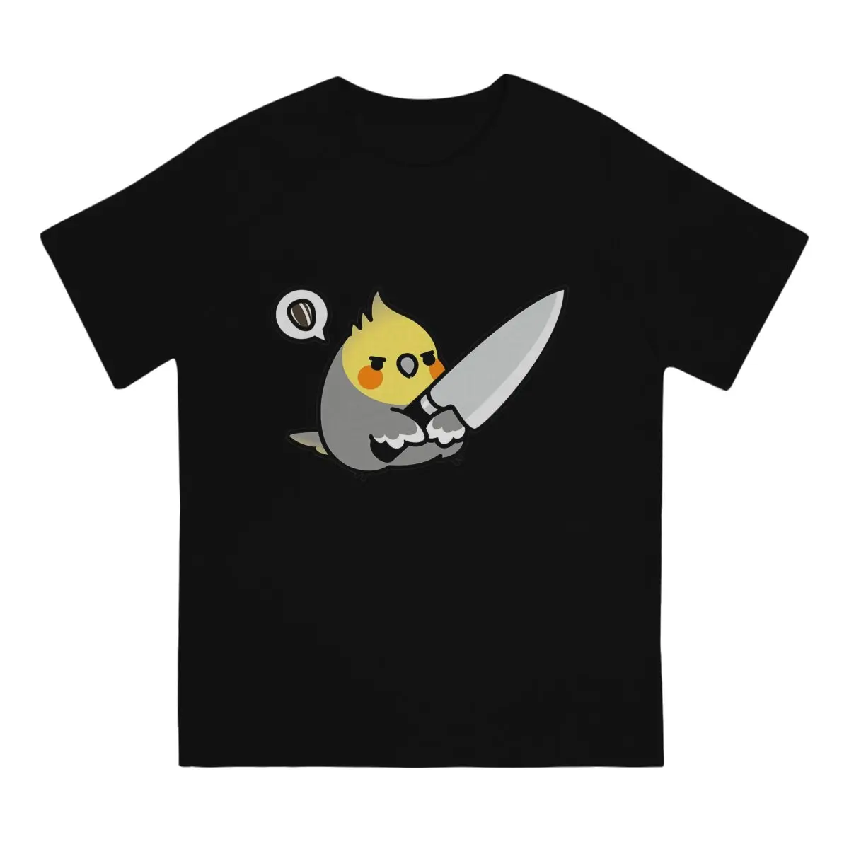 Men Chubby Cockatiel Knife T-Shirt Crewneck Cotton Style  Hipster Ofertas O Neck Graphic Tshirt