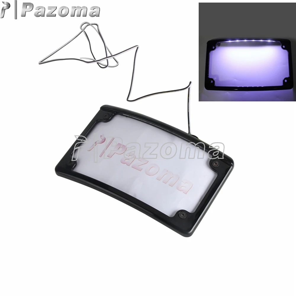 Motorcycle 12° Curve Refit Licese Plate Bracket Number Frame LED Lights Tag Cover For Harley Fat Bob FXFB 114 FXFBS 2018-2024