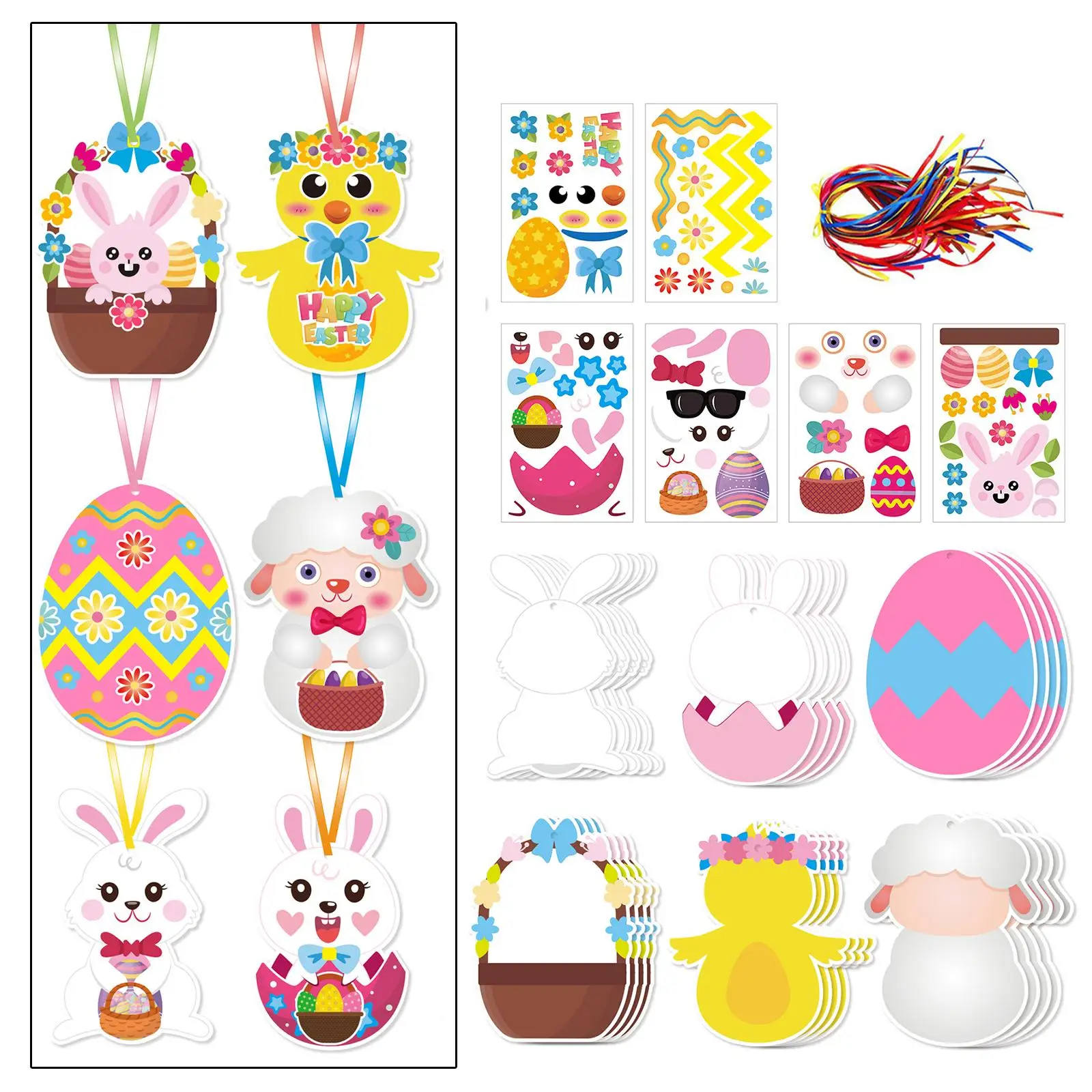 Juego de pegatinas de Pascua para hacer tu propia cara, pegatinas decorativas, decoración de Pascua