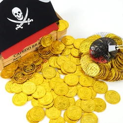 50/100Pcs Pirate Gold Coins Kid Birthday Party Decoration Gift Halloween Plastic Fake Gold Home Kid Favor Game Treasure Supplies