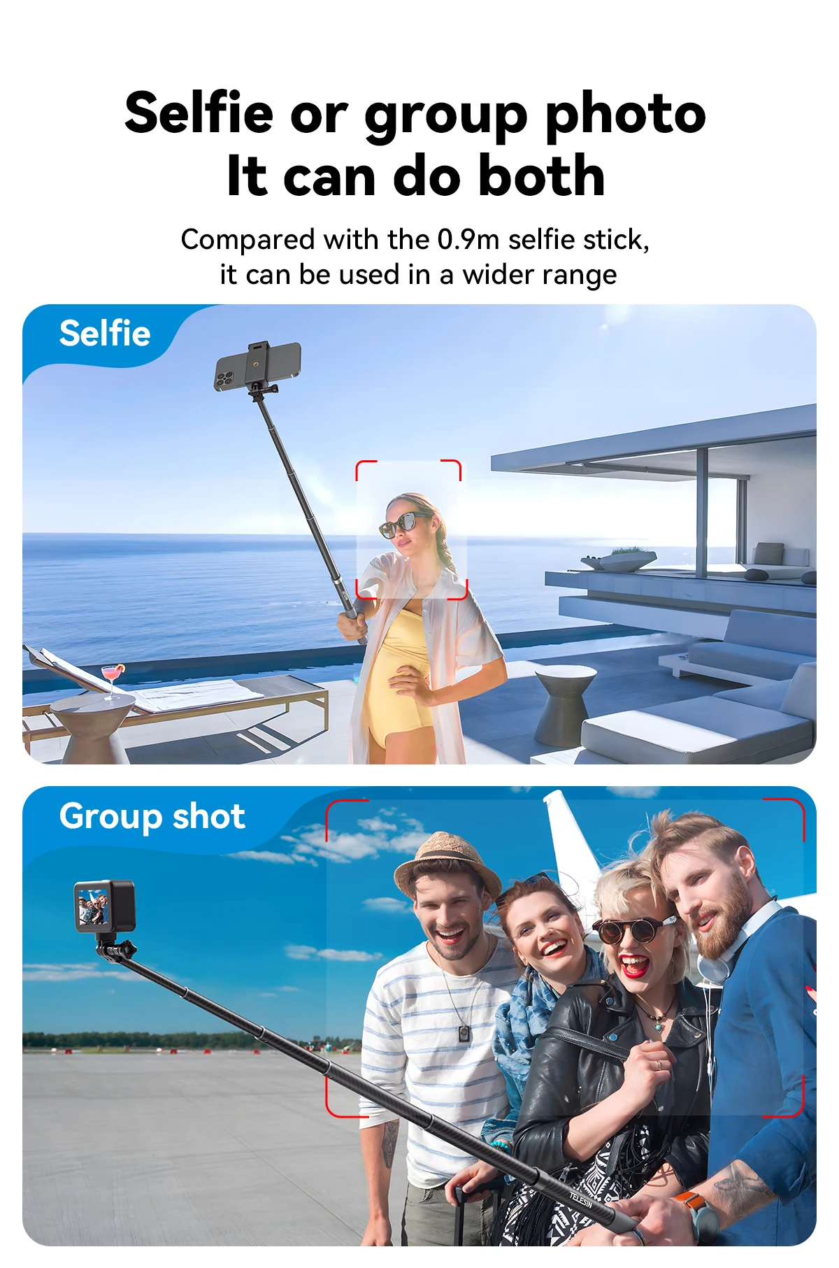 Telesin 3M 1,2M Unsichtbarer Carbonfaser-Selfie-Stick für Hero 13 12 11 10 9 DJI Action5 4 3 Insta360 X5 X4 Motorrad-Zubehör – Detail 22