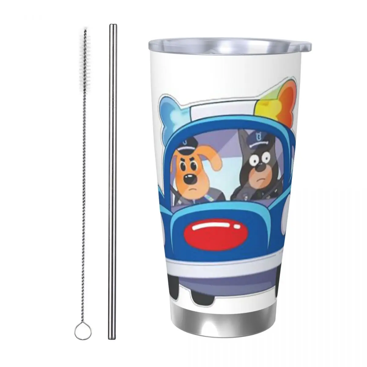 Sheriff Labrador Babybus Topper Cake Stainless Steel Tumbler Vacuum Insulated Mug Thermal Cold Bottle Straw With Lid 20oz