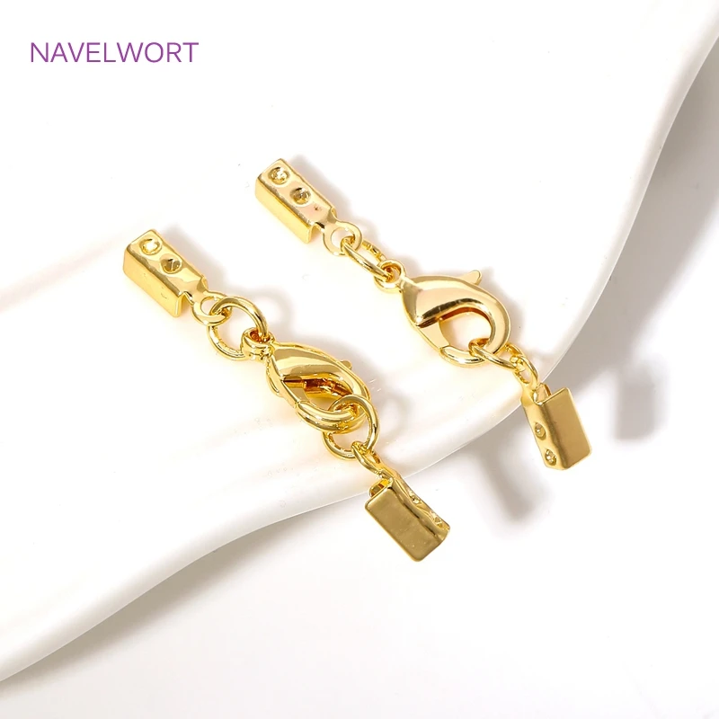 18K Gold Plated Brass Lobster Clasps Connector,Jewellery End Caps Fastener Clasp For DIY Bracelet Jewelry Making Accessories